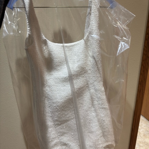 Meshki White Scoop Neck Sleeveless Mini Sequin Dress - Picture 4 of 7